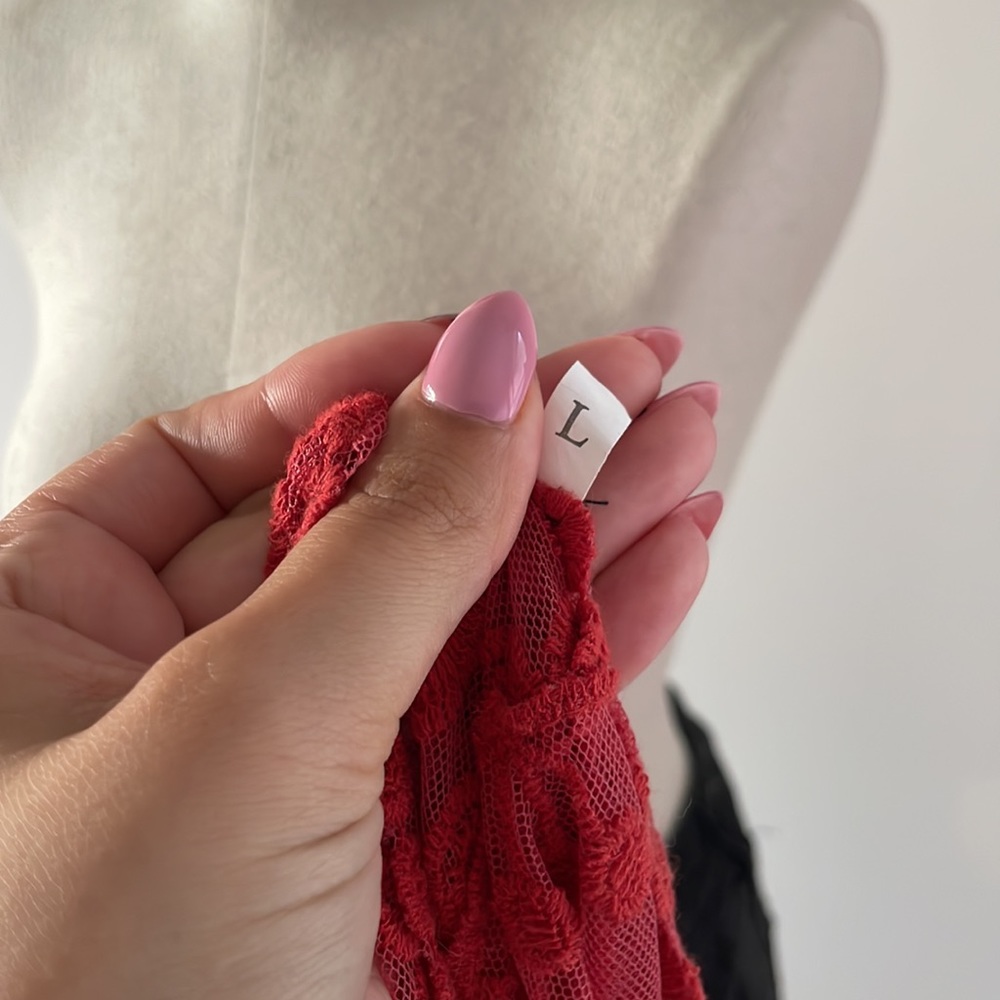 Red Lace Layering Top - Picture 6 of 6